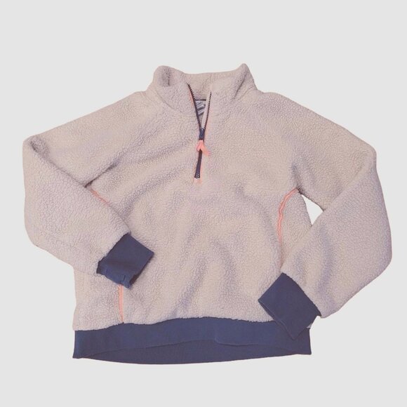Athleta Girl so Snug Sherpa half zip size L(12) pullover cozy cream teddy fleece - Picture 2 of 8